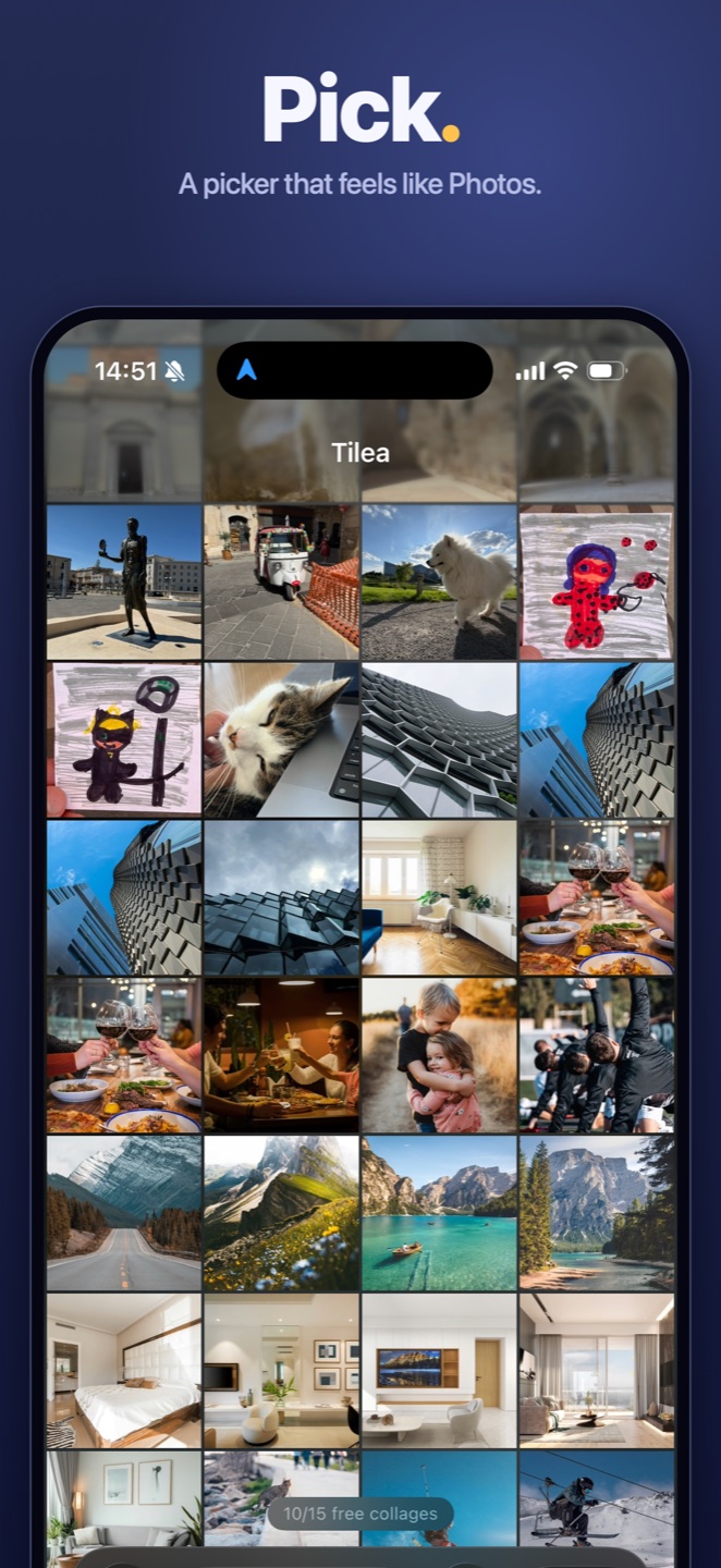 The built-in picker showing a full photo library grid